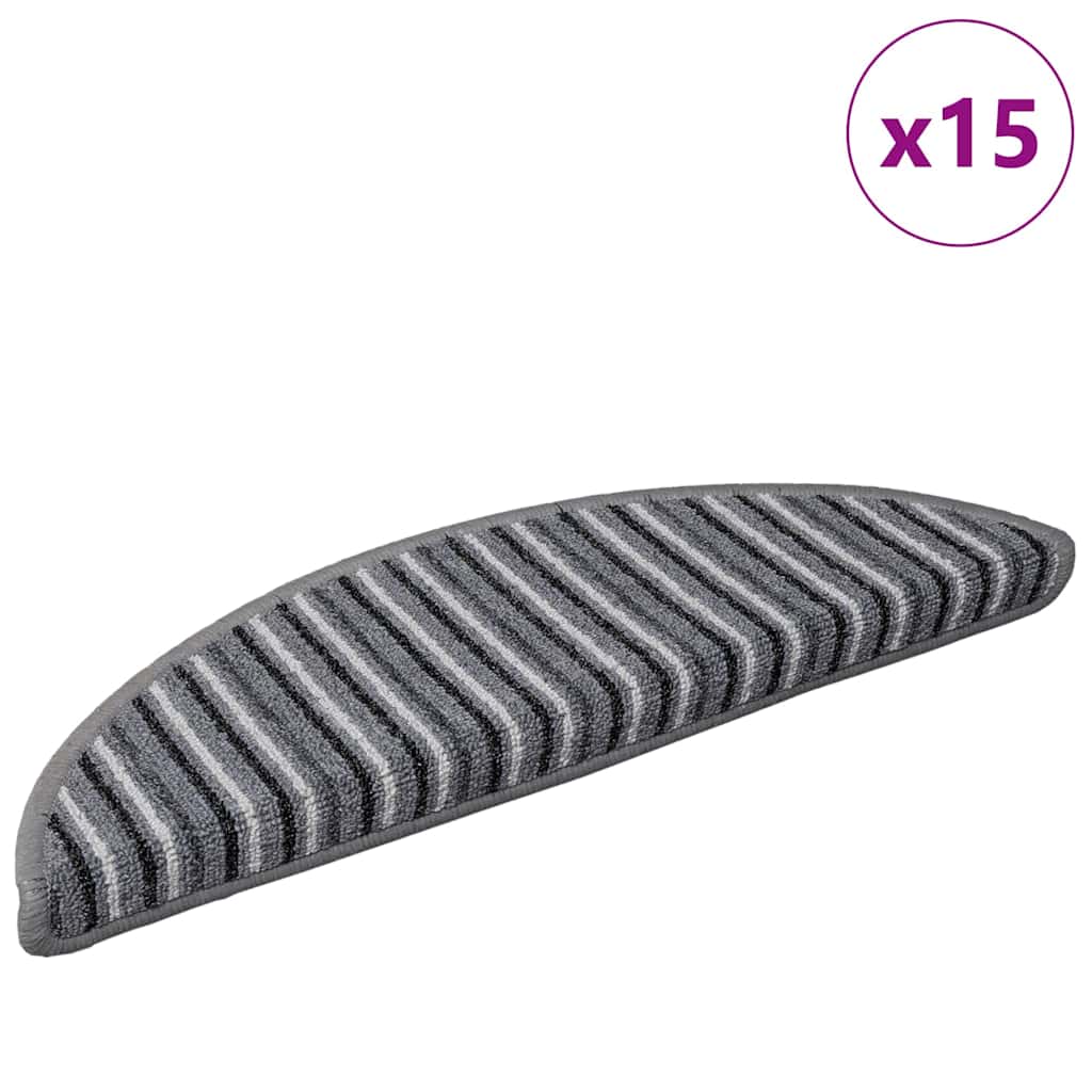 Zelfklevende Trapmatten 15 pcs Grijs 56 x 17 x 3 cm is nu te koop bij PeponiXL, paradijselijk wonen!