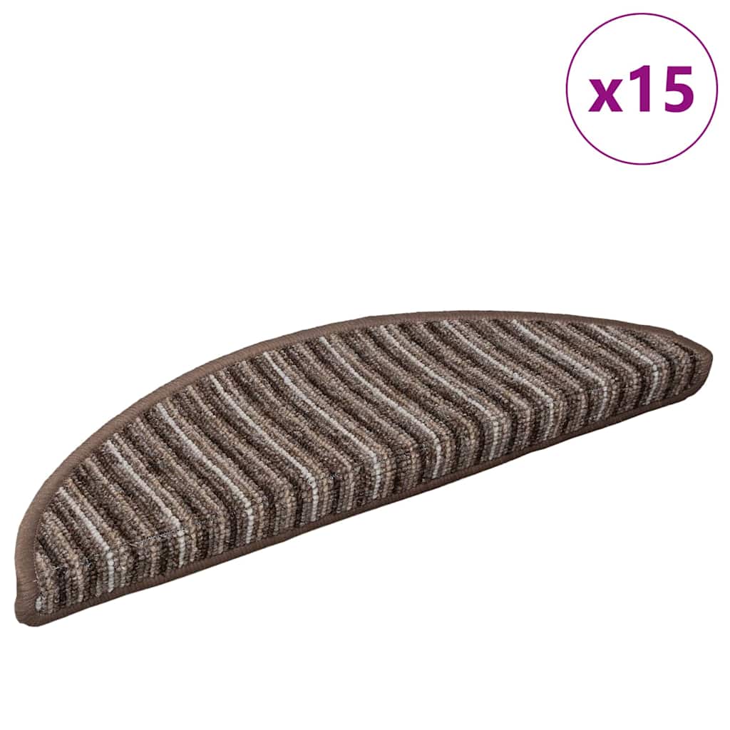 Zelfklevende Trapmatten 15 pcs Bruin 56 x 17 x 3 cm is nu te koop bij PeponiXL, paradijselijk wonen!