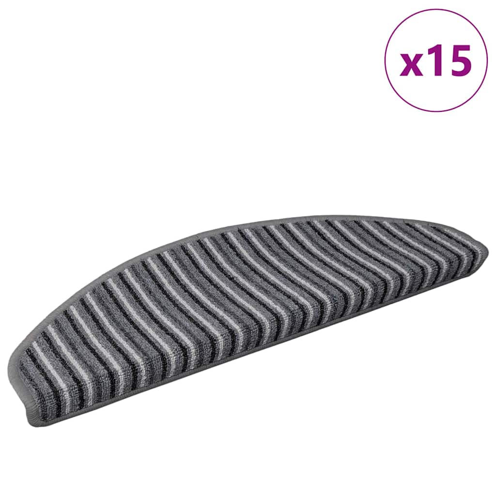 Zelfklevende Trapmatten 15 pcs Grijs 65 x 21 x 4 cm is nu te koop bij PeponiXL, paradijselijk wonen!