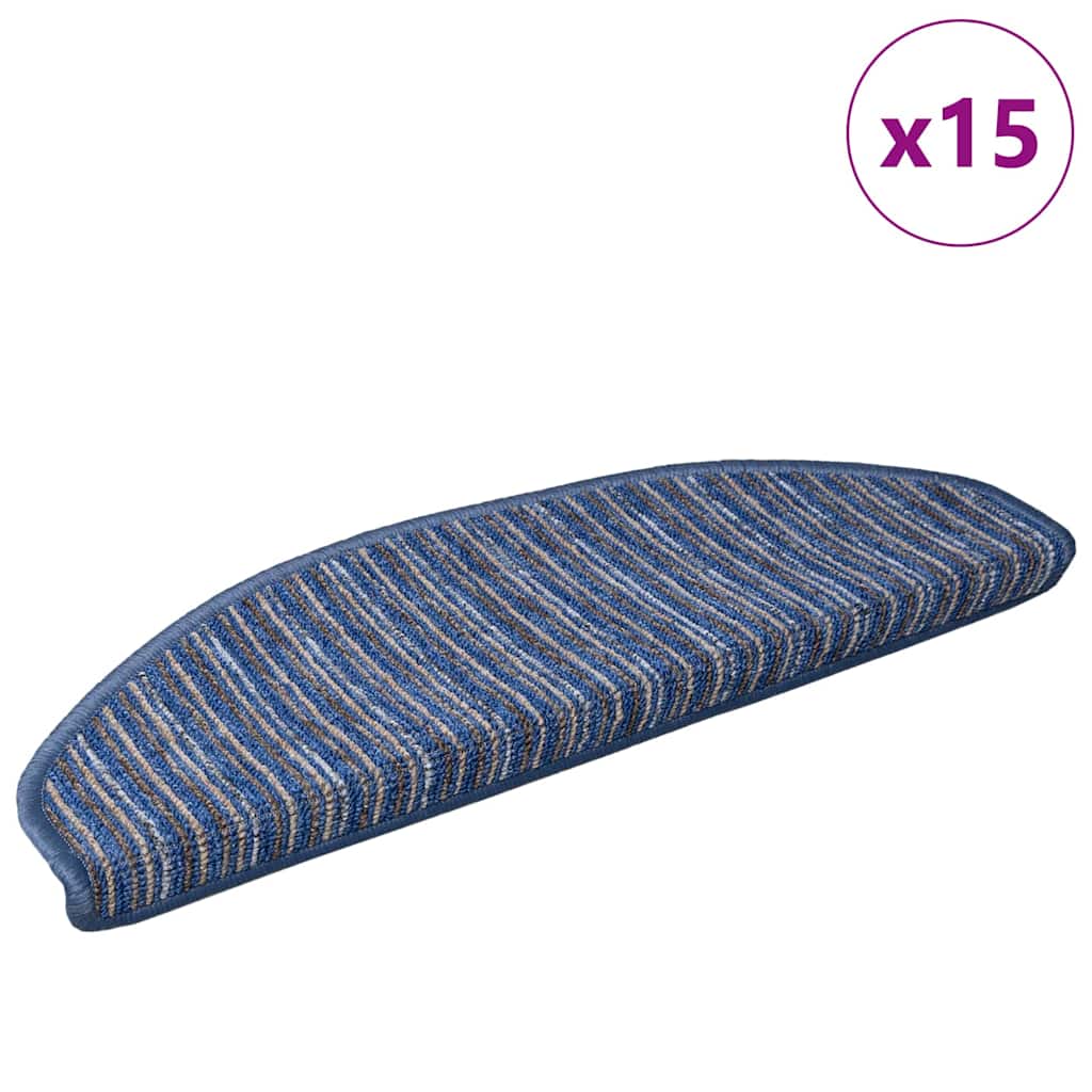 Zelfklevende Trapmatten 15 pcs Blauw 65 x 21 x 4 cm is nu te koop bij PeponiXL, paradijselijk wonen!