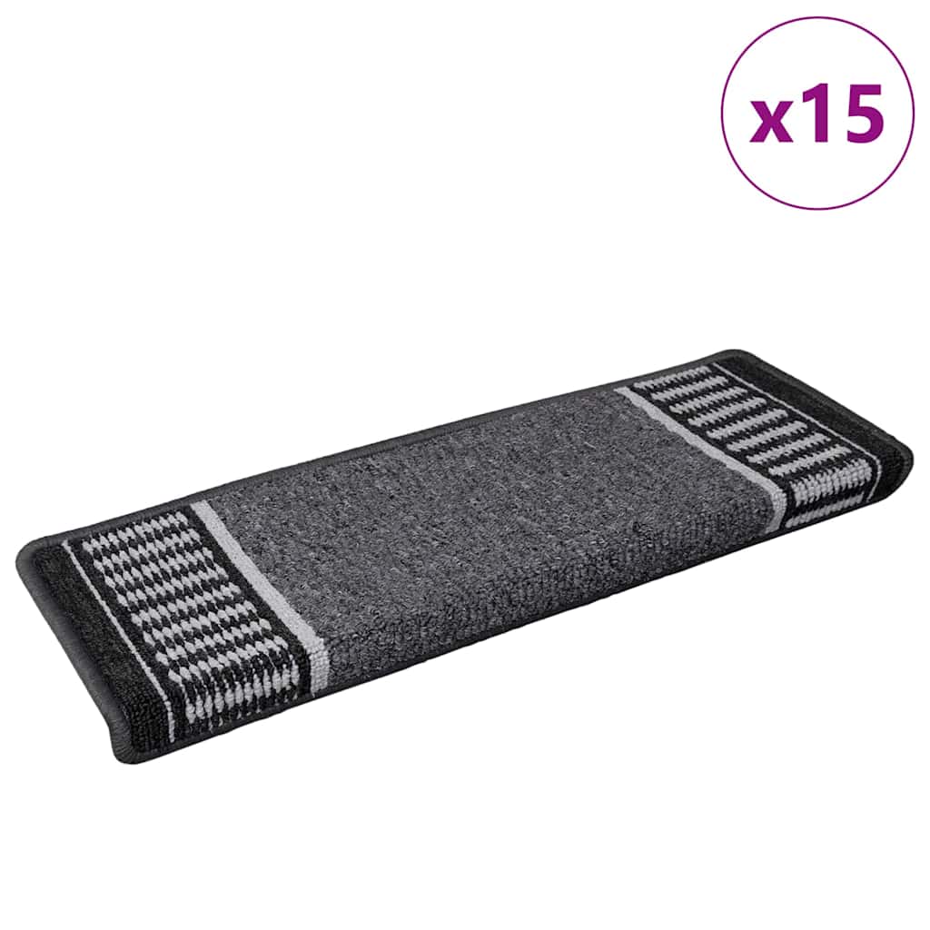 Zelfklevende Trapmatten 15 pcs Antraciet 65 x 21 x 4 cm is nu te koop bij PeponiXL, paradijselijk wonen!