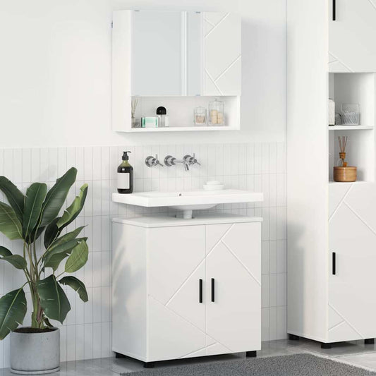 Badkamermeubelset met opslag 2 pcs Wit Bewerkt hout & Metaal is nu te koop bij PeponiXL, paradijselijk wonen!