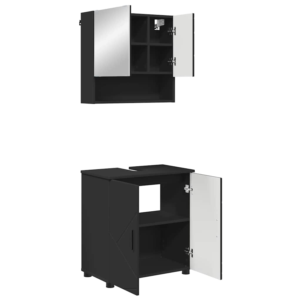 Badkamermeubelset met opslag 2 pcs Zwart Bewerkt hout & Metaal is nu te koop bij PeponiXL, paradijselijk wonen!