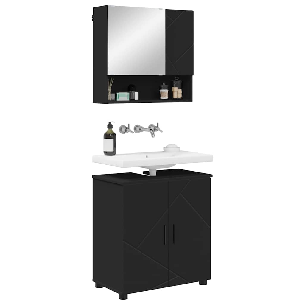 Badkamermeubelset met opslag 2 pcs Zwart Bewerkt hout & Metaal is nu te koop bij PeponiXL, paradijselijk wonen!