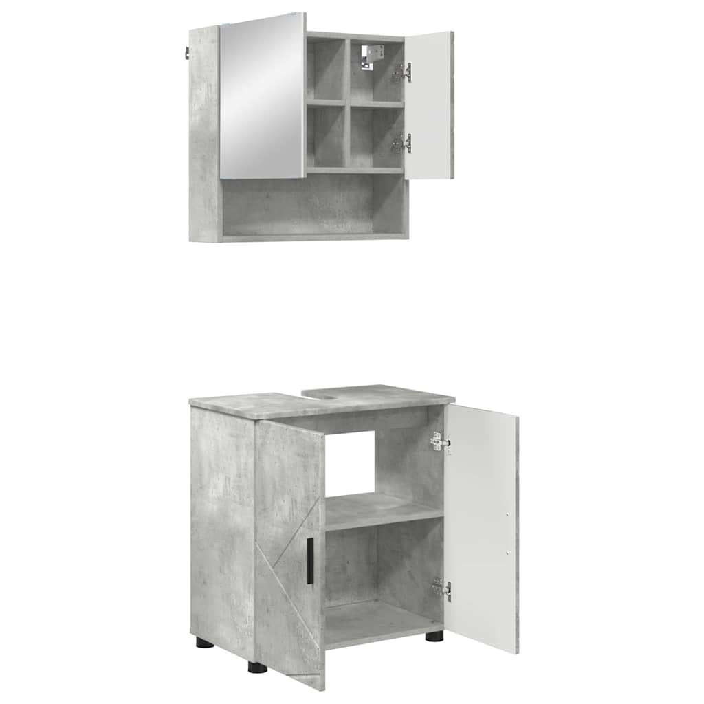 Badkamermeubelset 2 pcs Beton Grijs Bewerkt hout & Metaal is nu te koop bij PeponiXL, paradijselijk wonen!