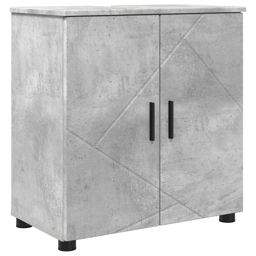 Badkamermeubelset 2 pcs Beton Grijs Bewerkt hout & Metaal is nu te koop bij PeponiXL, paradijselijk wonen!