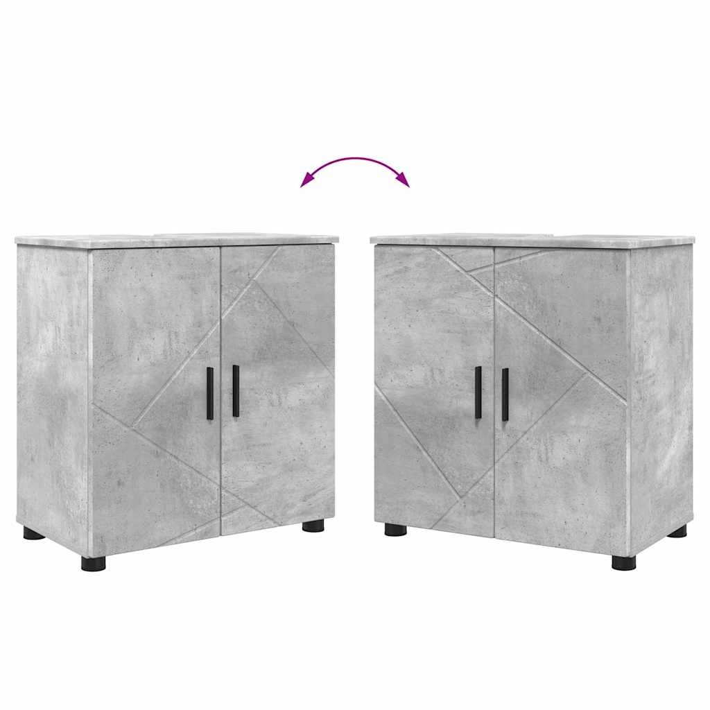Badkamermeubelset 2 pcs Beton Grijs Bewerkt hout & Metaal is nu te koop bij PeponiXL, paradijselijk wonen!