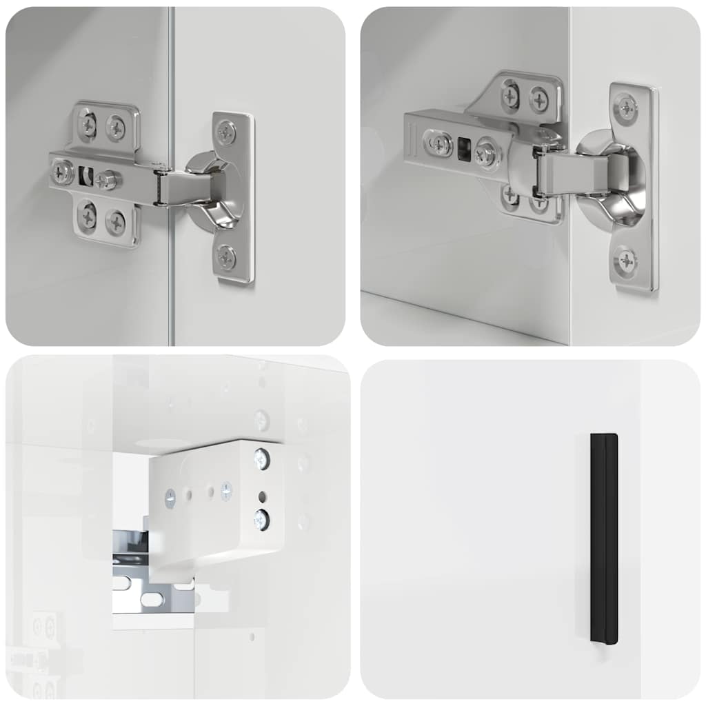 Badkamermeubelset 2 pcs Hoogglans wit Bewerkt hout & Metaal is nu te koop bij PeponiXL, paradijselijk wonen!