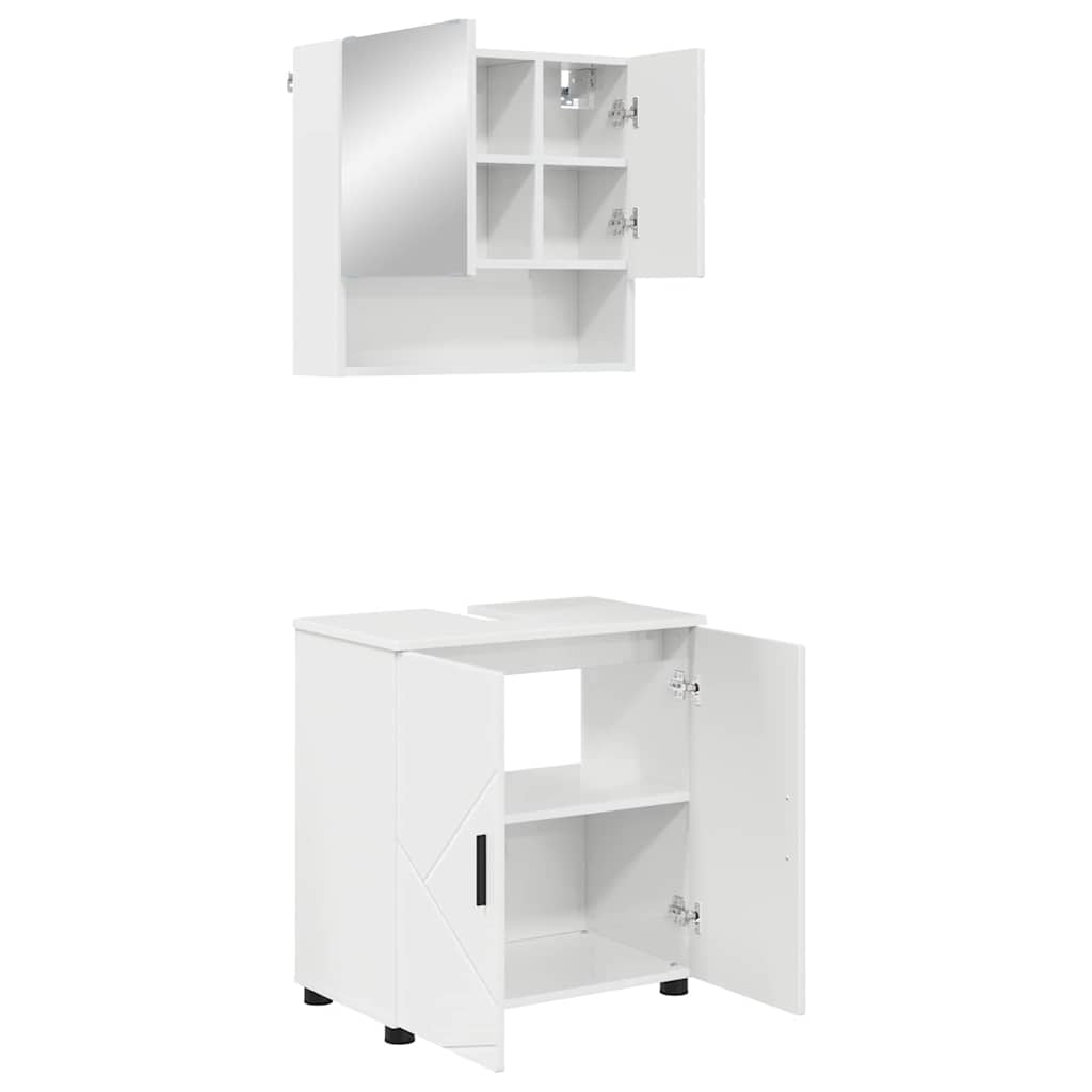 Badkamermeubelset 2 pcs Hoogglans wit Bewerkt hout & Metaal is nu te koop bij PeponiXL, paradijselijk wonen!