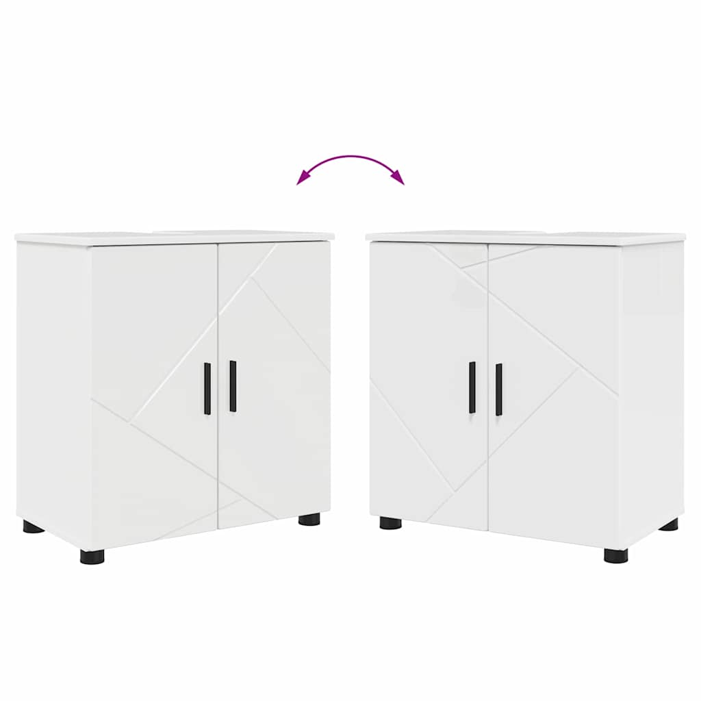Badkamermeubelset 2 pcs Hoogglans wit Bewerkt hout & Metaal is nu te koop bij PeponiXL, paradijselijk wonen!