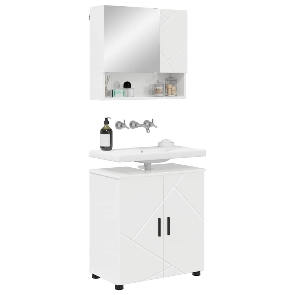 Badkamermeubelset 2 pcs Hoogglans wit Bewerkt hout & Metaal is nu te koop bij PeponiXL, paradijselijk wonen!