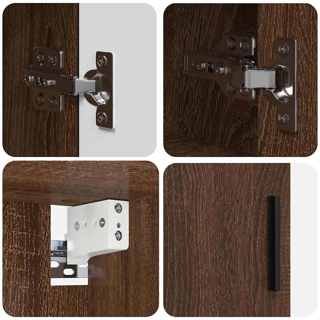 Badkamermeubelset 2 pcs Bruin Eiken Bewerkt hout & Metaal is nu te koop bij PeponiXL, paradijselijk wonen!