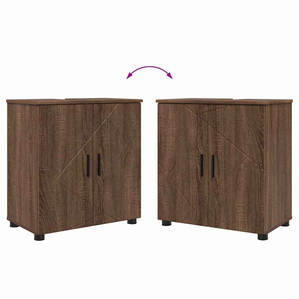 Badkamermeubelset 2 pcs Bruin Eiken Bewerkt hout & Metaal is nu te koop bij PeponiXL, paradijselijk wonen!
