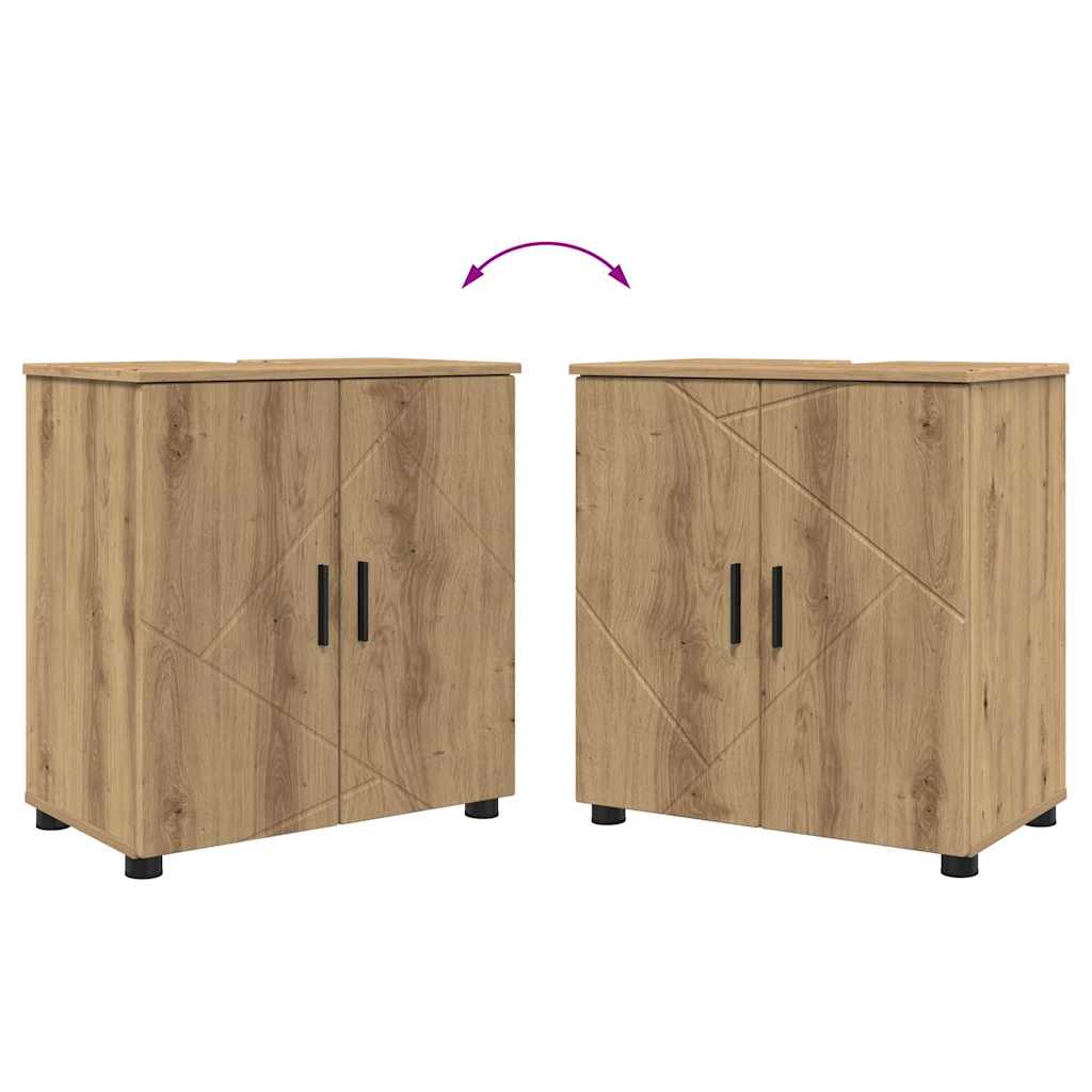 Badkamermeubelset 2 pcs Artisan Eiken Bewerkt hout & Metaal is nu te koop bij PeponiXL, paradijselijk wonen!
