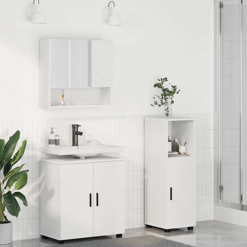 Badkamermeubelset met opslag 3 pcs Wit Bewerkt hout & Metaal is nu te koop bij PeponiXL, paradijselijk wonen!