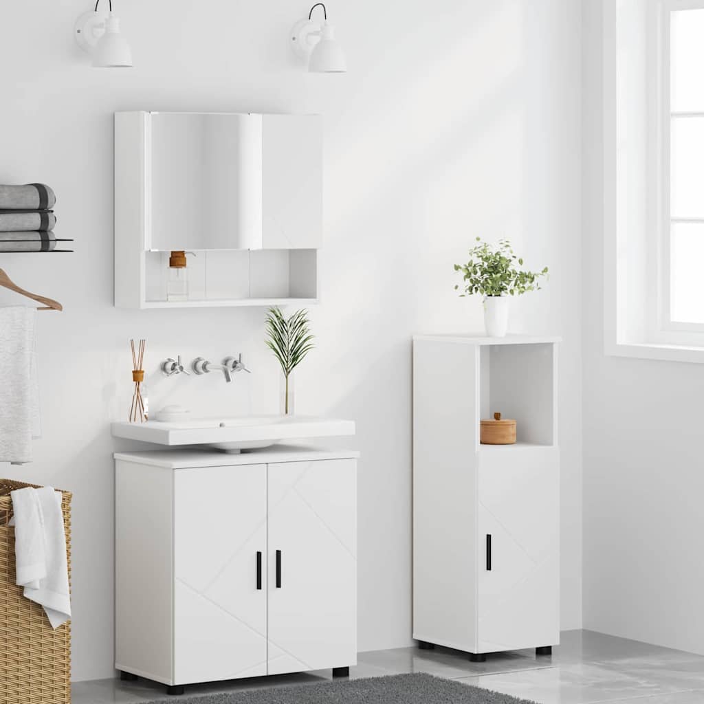 Badkamermeubelset met opslag 3 pcs Wit Bewerkt hout & Metaal is nu te koop bij PeponiXL, paradijselijk wonen!