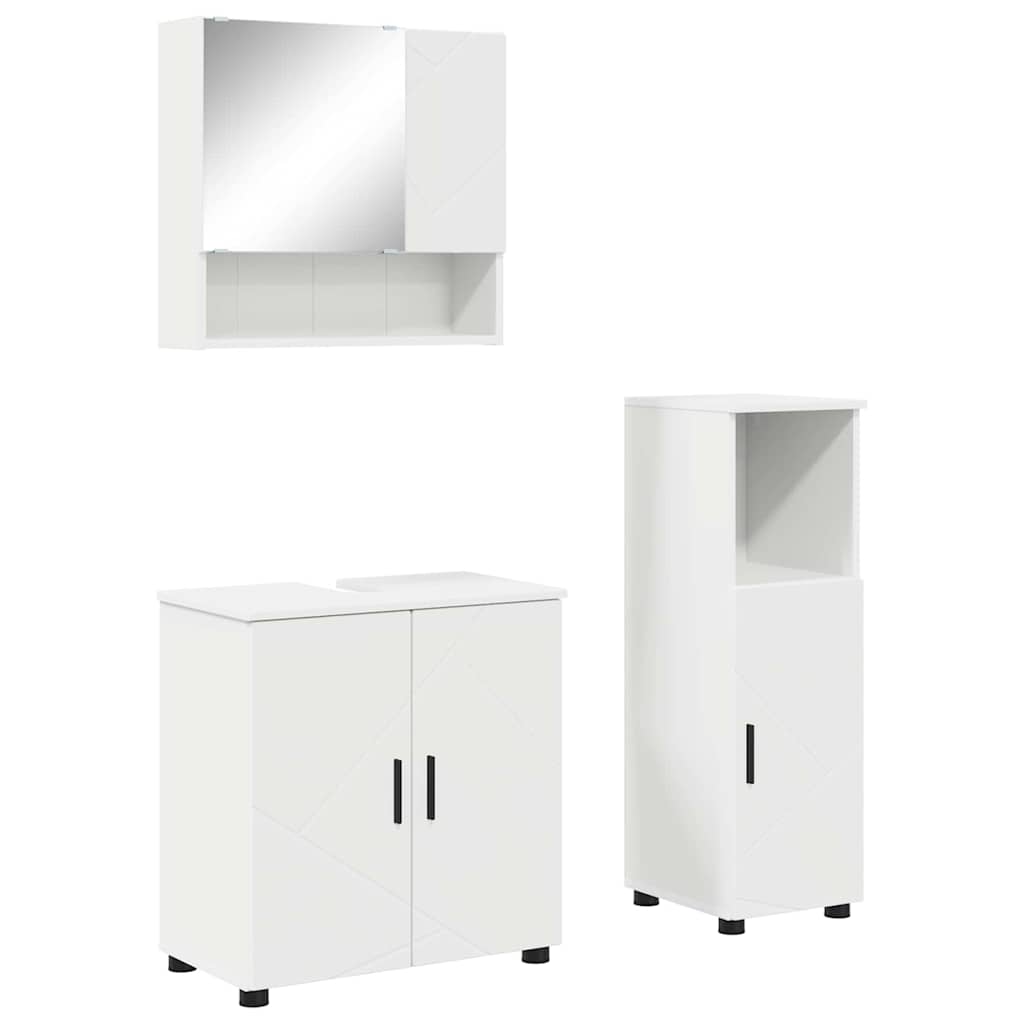 Badkamermeubelset met opslag 3 pcs Wit Bewerkt hout & Metaal is nu te koop bij PeponiXL, paradijselijk wonen!
