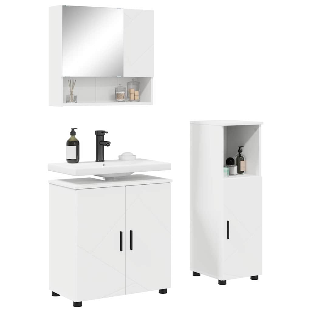 Badkamermeubelset met opslag 3 pcs Wit Bewerkt hout & Metaal is nu te koop bij PeponiXL, paradijselijk wonen!