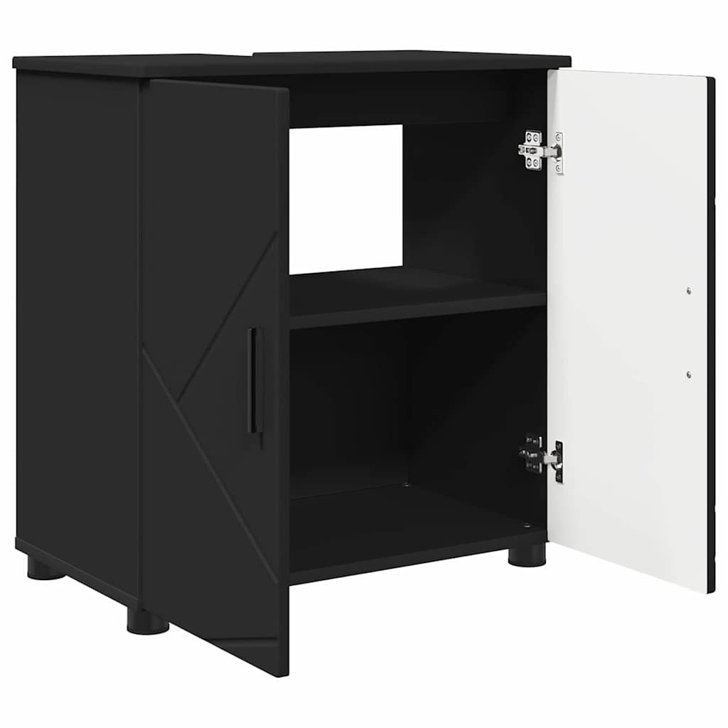 Badkamermeubelset met opslag 3 pcs Zwart Bewerkt hout & Metaal is nu te koop bij PeponiXL, paradijselijk wonen!