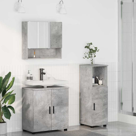 Badkamermeubelset Wandgemonteerd 3 pcs Betongrijs Bewerkt hout is nu te koop bij PeponiXL, paradijselijk wonen!