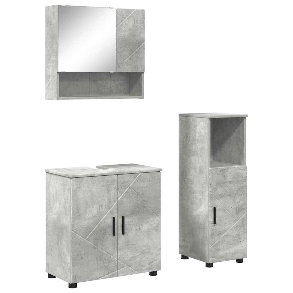 Badkamermeubelset Wandgemonteerd 3 pcs Betongrijs Bewerkt hout is nu te koop bij PeponiXL, paradijselijk wonen!
