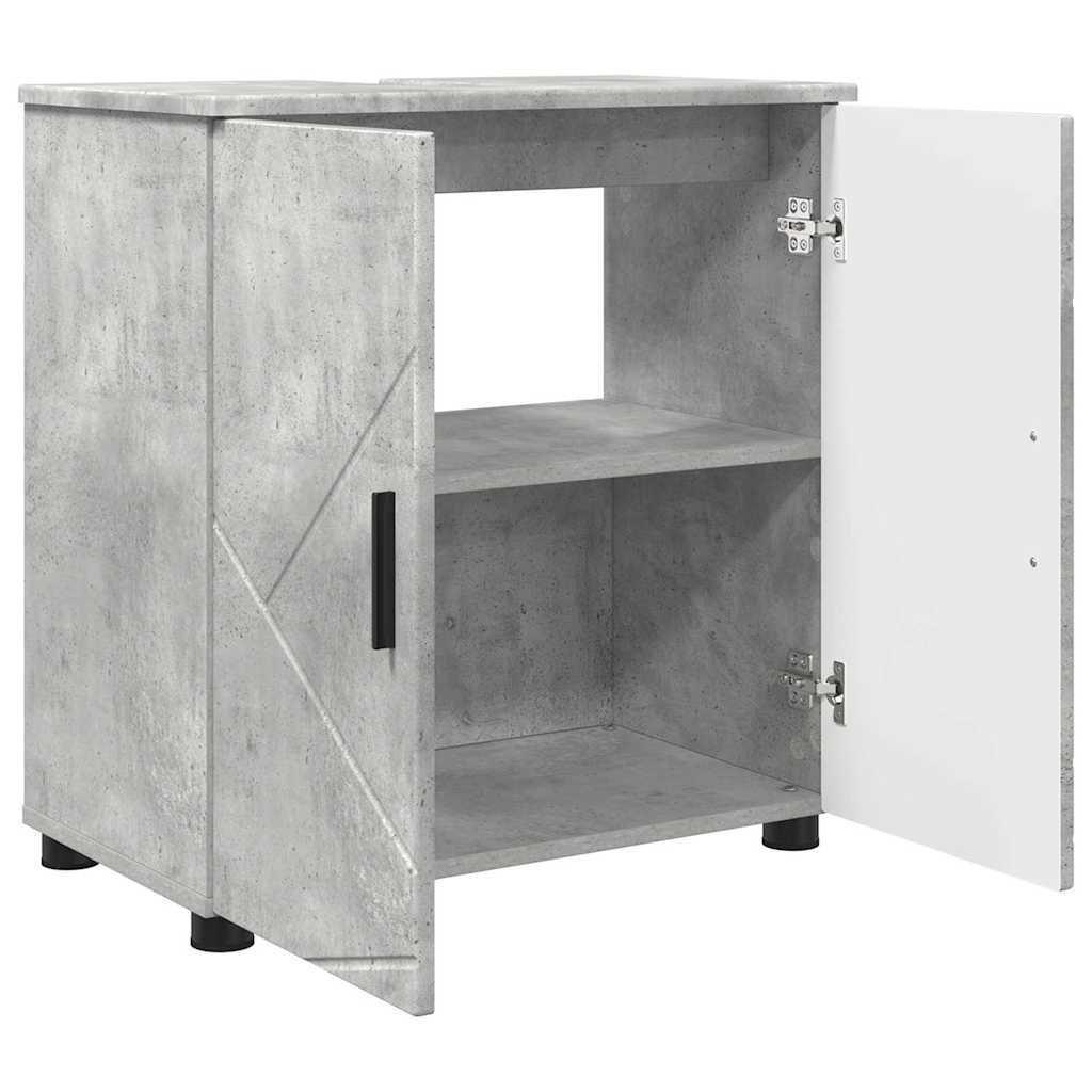 Badkamermeubelset Wandgemonteerd 3 pcs Betongrijs Bewerkt hout is nu te koop bij PeponiXL, paradijselijk wonen!