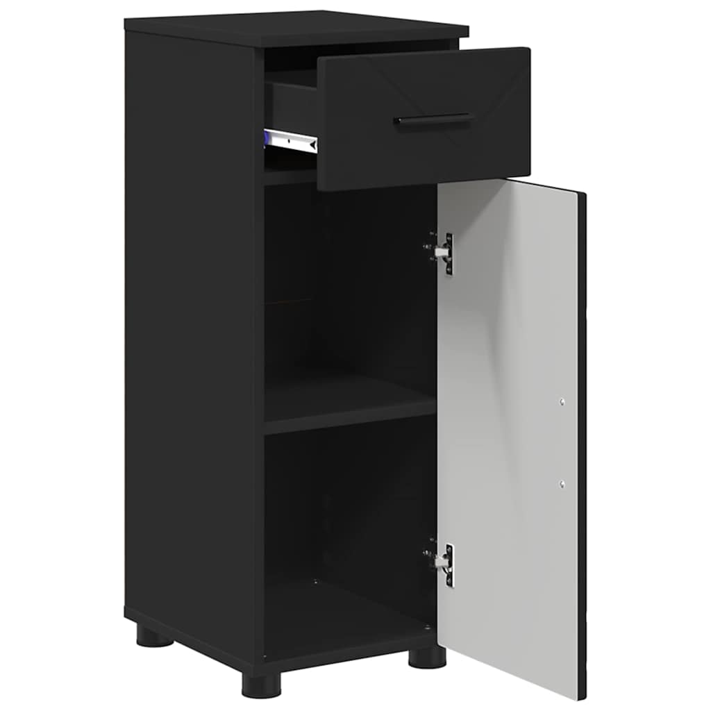 Badkamermeubelset met lade 3 pcs Zwart Bewerkt hout & Metaal is nu te koop bij PeponiXL, paradijselijk wonen!