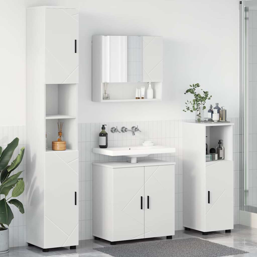 Badkamermeubelset met opslag 4 pcs Wit Bewerkt hout & Metaal is nu te koop bij PeponiXL, paradijselijk wonen!