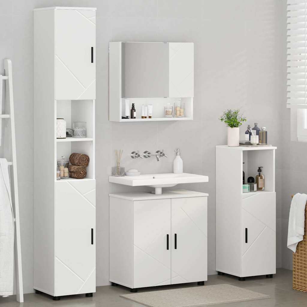 Badkamermeubelset met opslag 4 pcs Wit Bewerkt hout & Metaal is nu te koop bij PeponiXL, paradijselijk wonen!