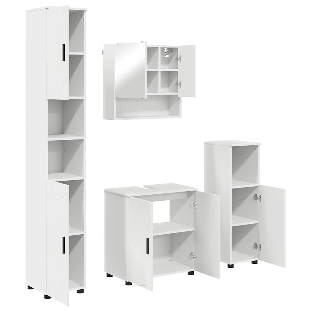 Badkamermeubelset met opslag 4 pcs Wit Bewerkt hout & Metaal is nu te koop bij PeponiXL, paradijselijk wonen!