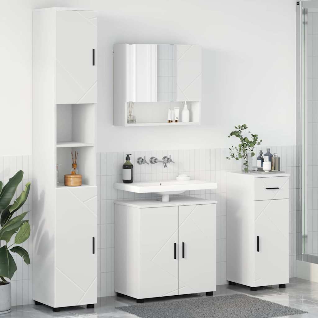 Badkamermeubelset met lade 4 pcs Wit Bewerkt hout & Metaal is nu te koop bij PeponiXL, paradijselijk wonen!