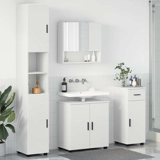 Badkamermeubelset met lade 4 pcs Wit Bewerkt hout & Metaal is nu te koop bij PeponiXL, paradijselijk wonen!