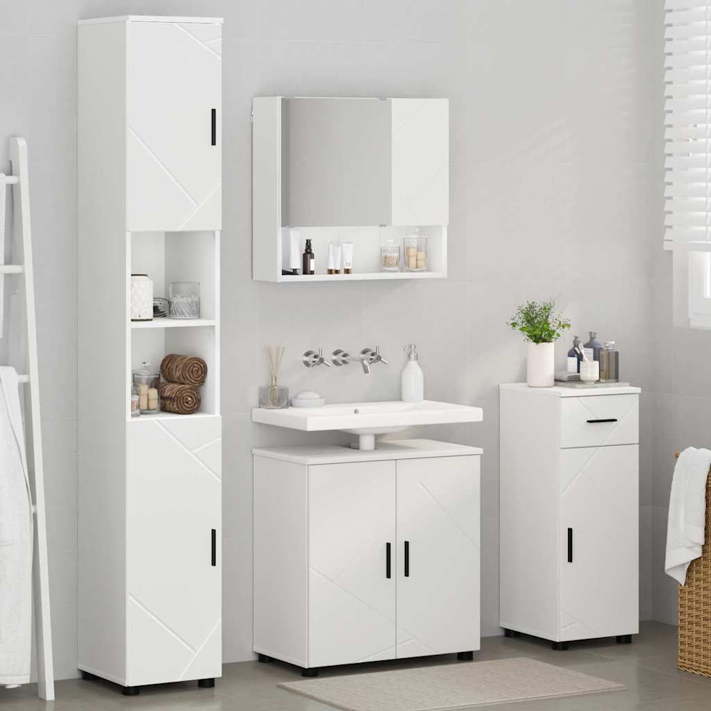 Badkamermeubelset met lade 4 pcs Wit Bewerkt hout & Metaal is nu te koop bij PeponiXL, paradijselijk wonen!