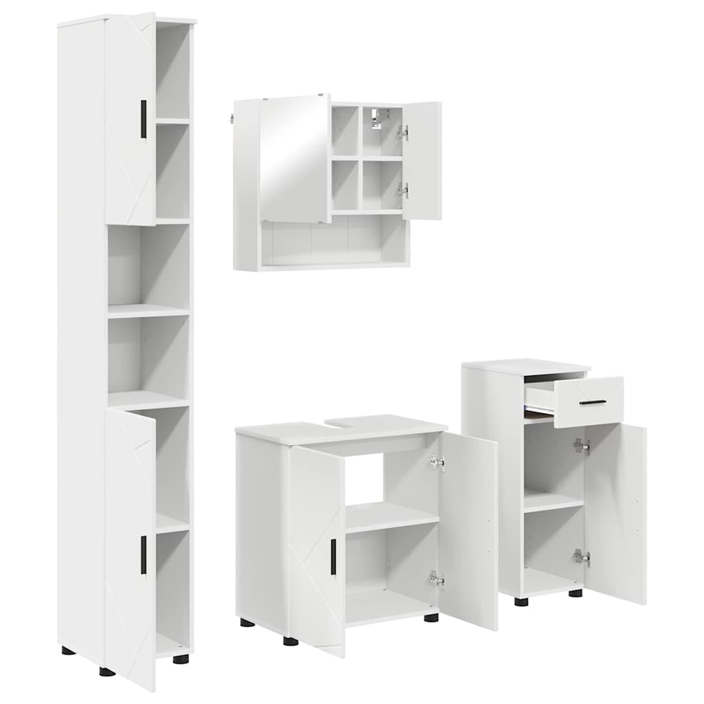 Badkamermeubelset met lade 4 pcs Wit Bewerkt hout & Metaal is nu te koop bij PeponiXL, paradijselijk wonen!