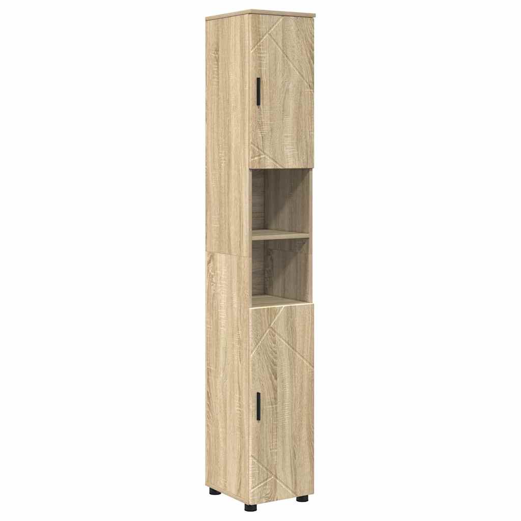 Badkamermeubelset 4 pcs Sonoma Eiken Bewerkt hout & Metaal is nu te koop bij PeponiXL, paradijselijk wonen!