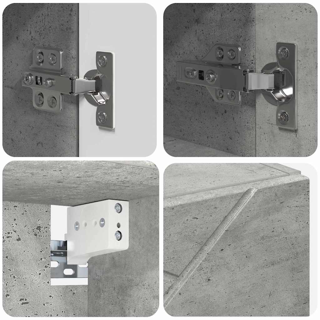 Badkamermeubelset 4 pcs Beton Grijs Bewerkt hout & Metaal is nu te koop bij PeponiXL, paradijselijk wonen!