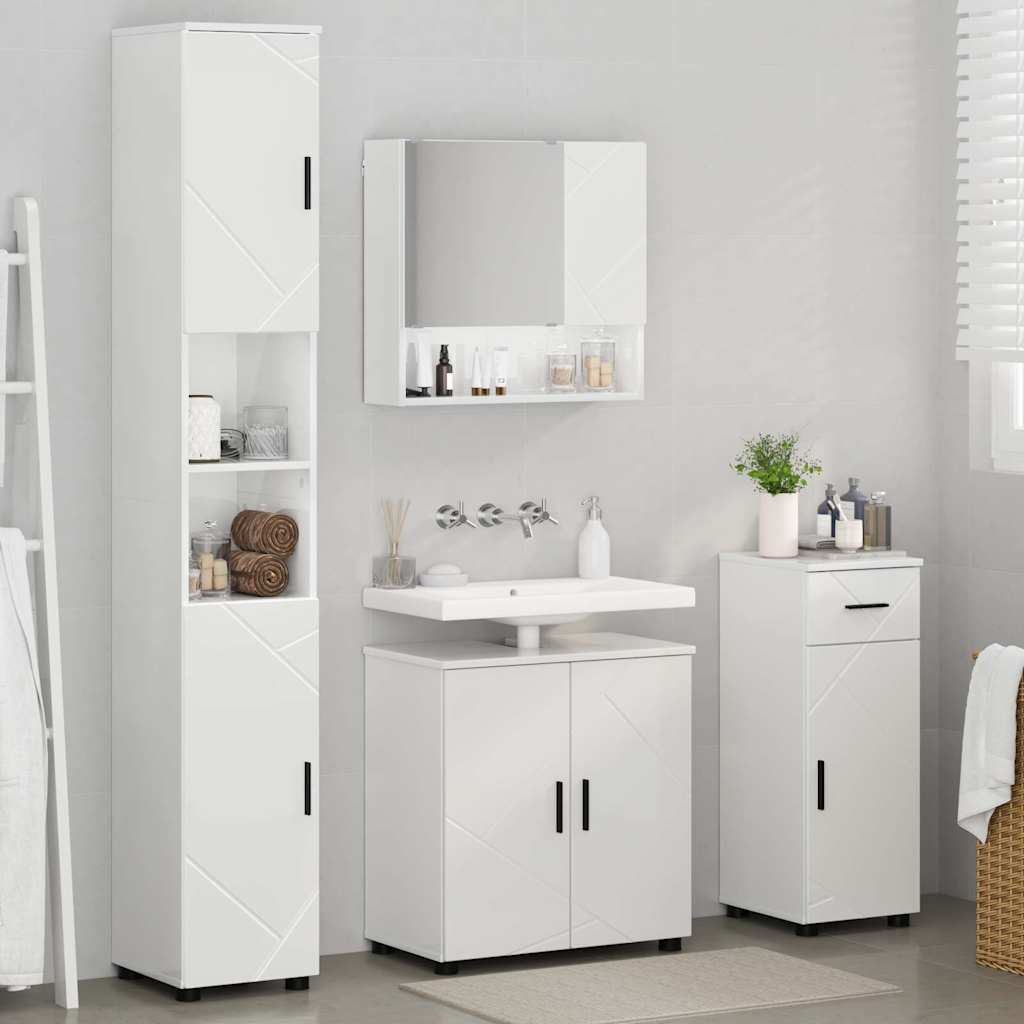 Badkamermeubelset 4 pcs Hoogglans wit Bewerkt hout & Metaal is nu te koop bij PeponiXL, paradijselijk wonen!