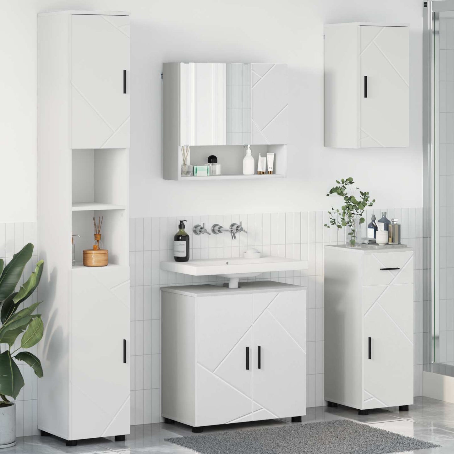 Badkamermeubelset met lade 5 pcs Wit Bewerkt hout & Metaal is nu te koop bij PeponiXL, paradijselijk wonen!