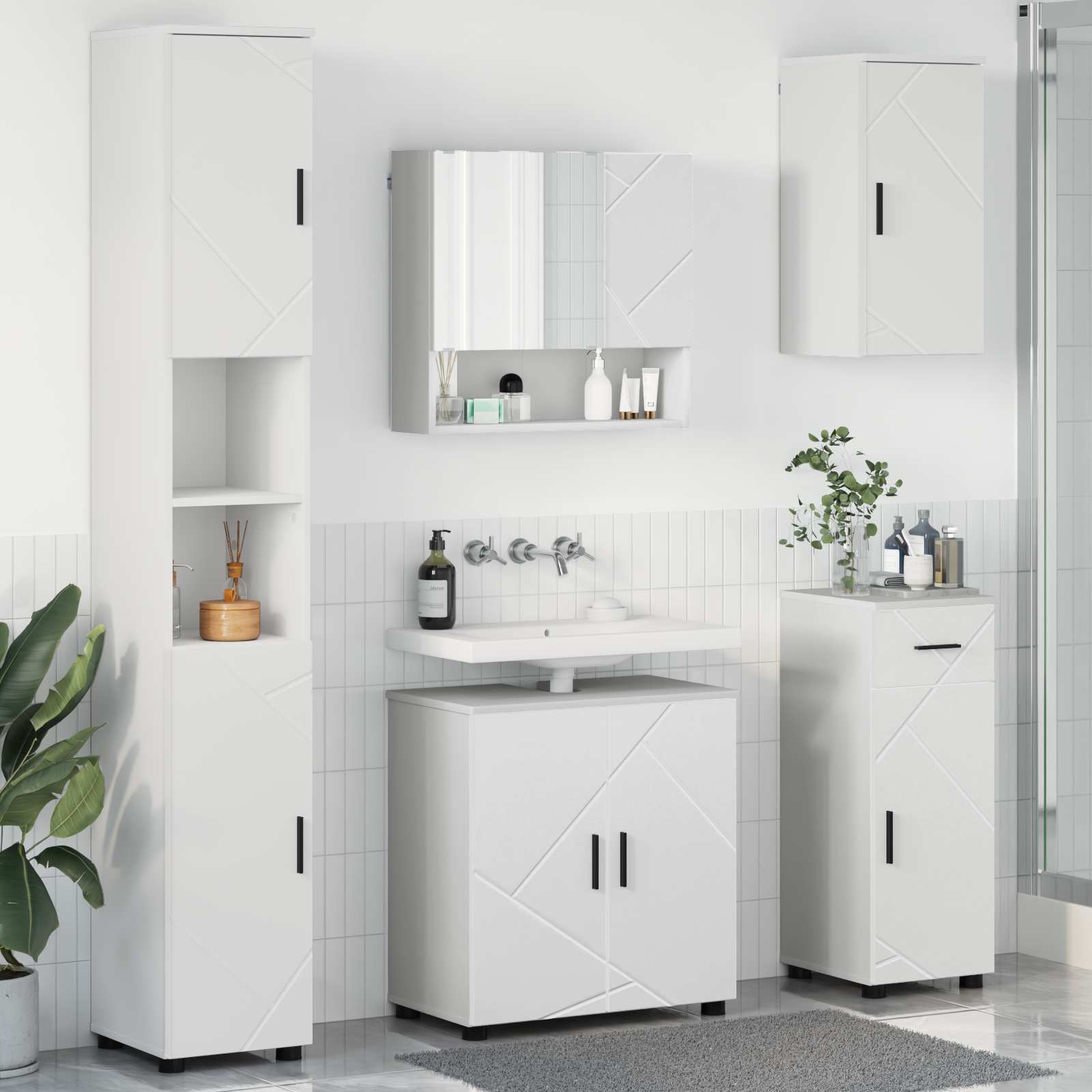 Badkamermeubelset met lade 5 pcs Wit Bewerkt hout & Metaal is nu te koop bij PeponiXL, paradijselijk wonen!
