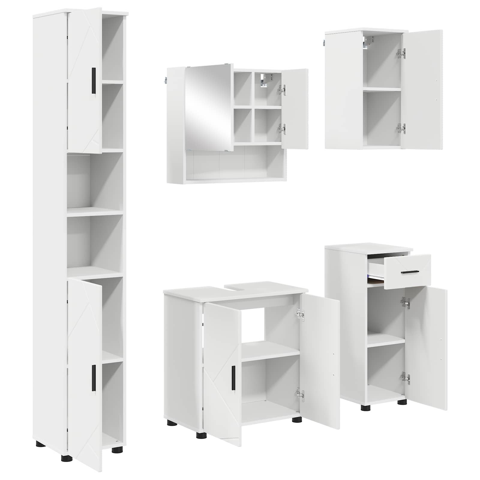 Badkamermeubelset met lade 5 pcs Wit Bewerkt hout & Metaal is nu te koop bij PeponiXL, paradijselijk wonen!