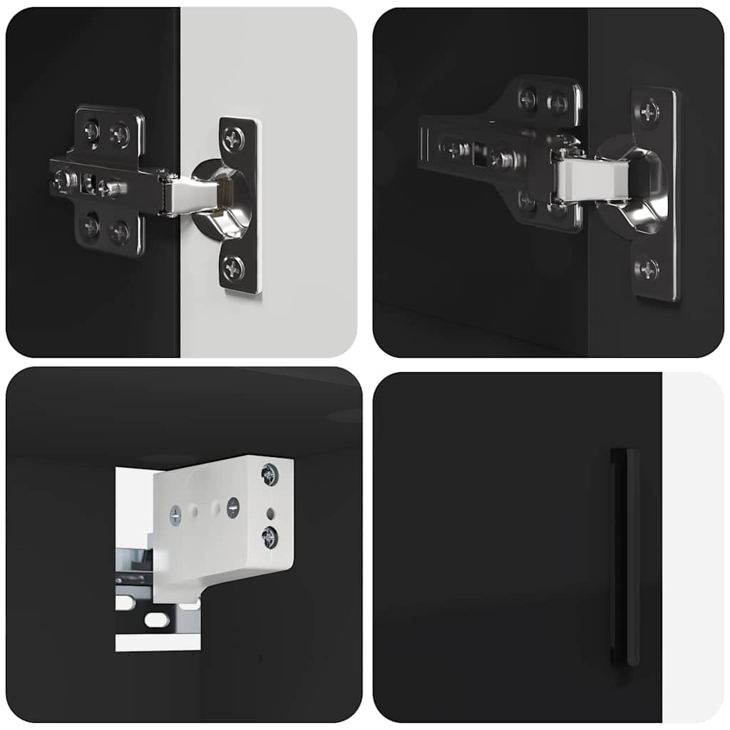Badkamermeubelset met lade 5 pcs Zwart Bewerkt hout & Metaal is nu te koop bij PeponiXL, paradijselijk wonen!