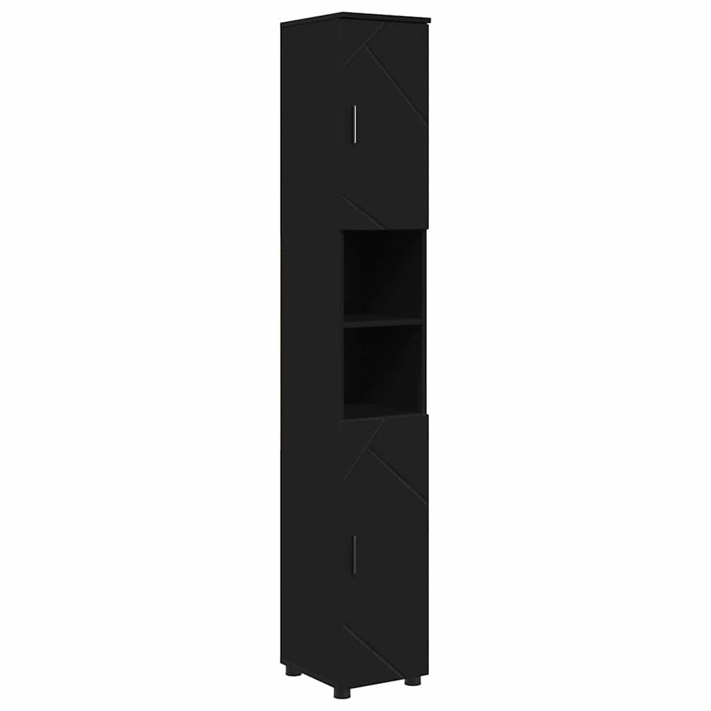Badkamermeubelset met lade 5 pcs Zwart Bewerkt hout & Metaal is nu te koop bij PeponiXL, paradijselijk wonen!