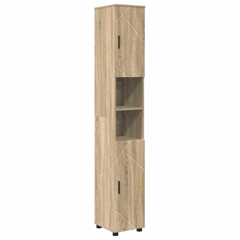 Badkamermeubelset 5 pcs Sonoma Eiken Bewerkt hout & Metaal is nu te koop bij PeponiXL, paradijselijk wonen!