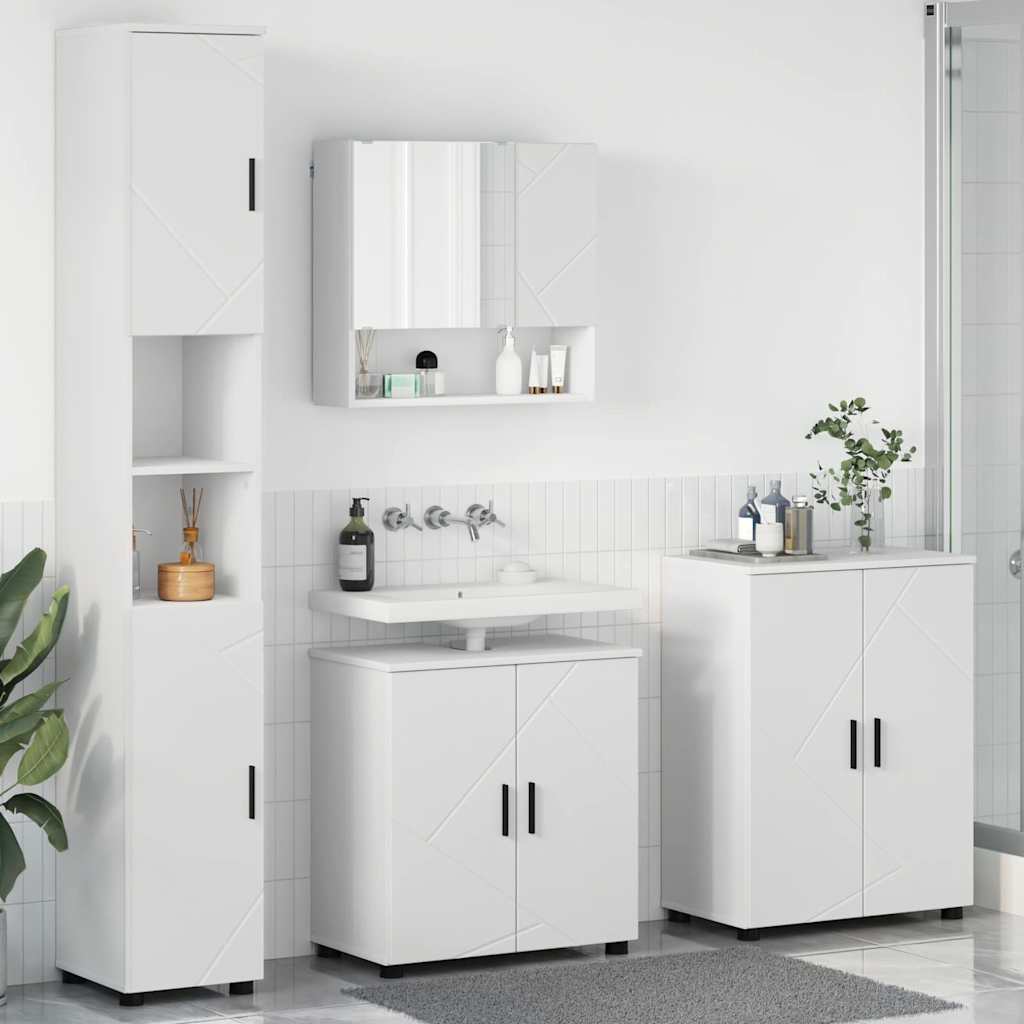Badkamermeubelset met opslag 4 pcs Wit Bewerkt hout & Metaal is nu te koop bij PeponiXL, paradijselijk wonen!