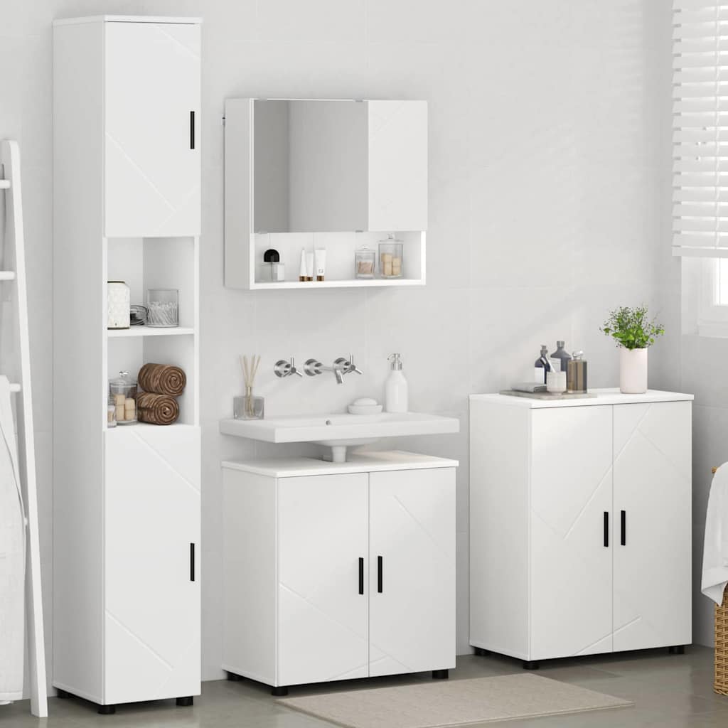 Badkamermeubelset met opslag 4 pcs Wit Bewerkt hout & Metaal is nu te koop bij PeponiXL, paradijselijk wonen!