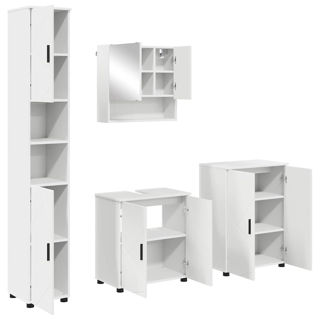 Badkamermeubelset met opslag 4 pcs Wit Bewerkt hout & Metaal is nu te koop bij PeponiXL, paradijselijk wonen!