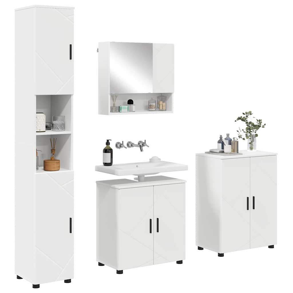 Badkamermeubelset met opslag 4 pcs Wit Bewerkt hout & Metaal is nu te koop bij PeponiXL, paradijselijk wonen!