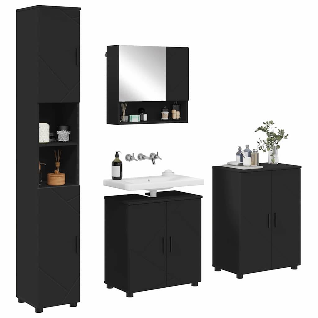 Badkamermeubelset 4 st Zwart 61 x 35 x 64 cm