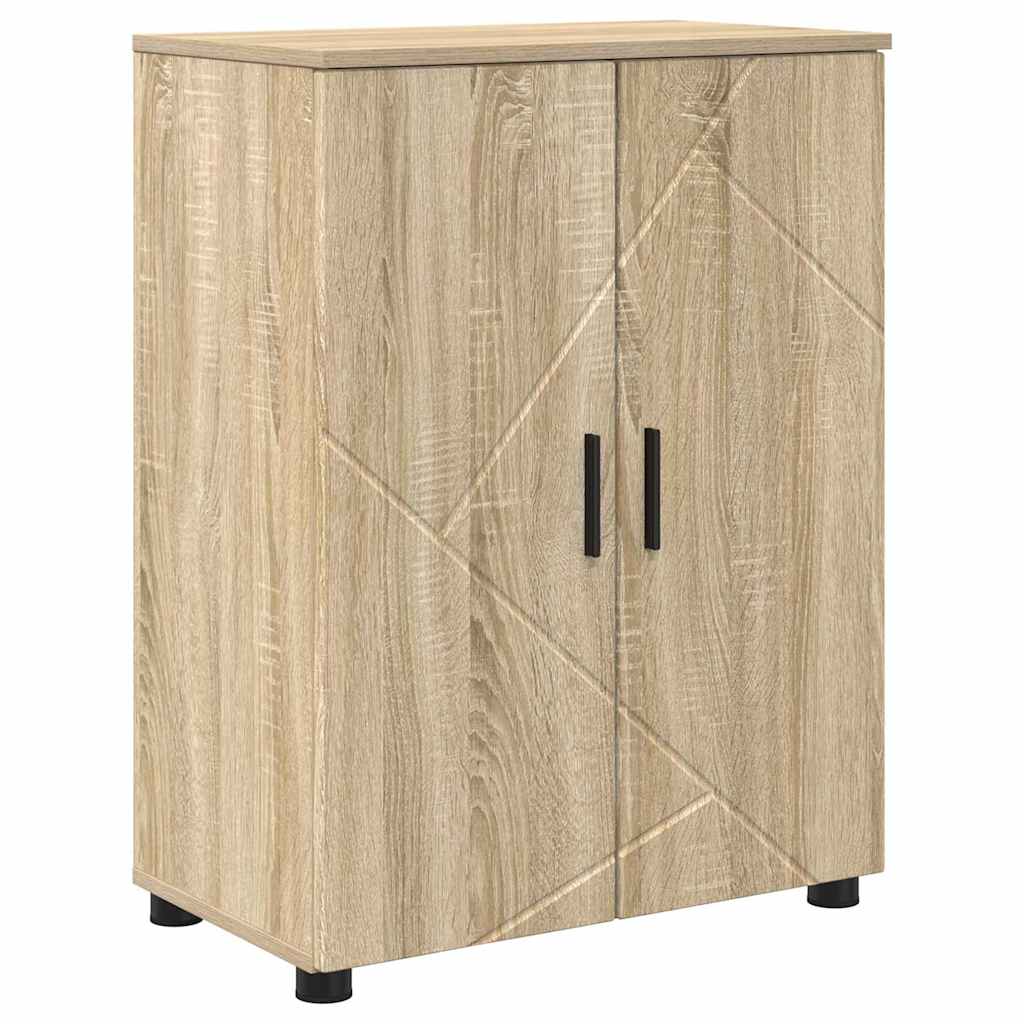 Badkamermeubelset 4 pcs Sonoma Eiken Bewerkt hout & Metaal is nu te koop bij PeponiXL, paradijselijk wonen!