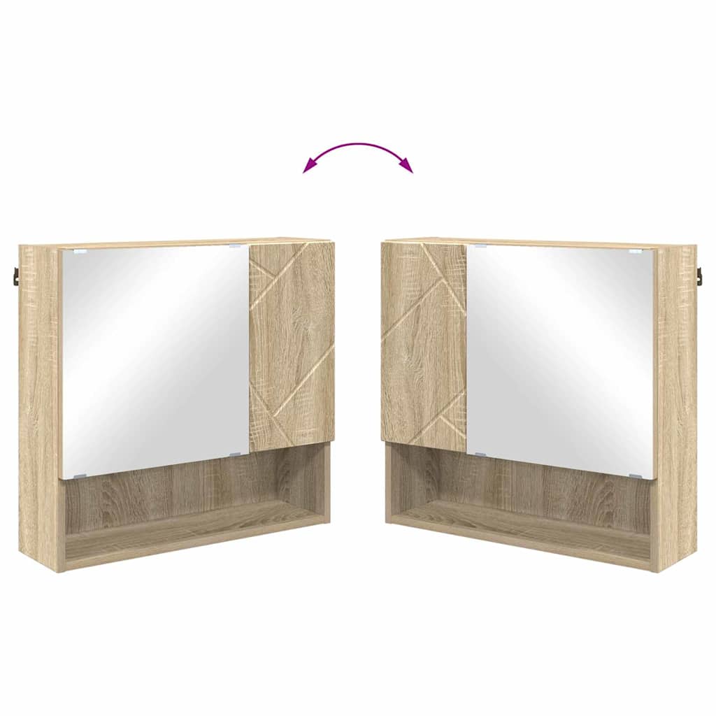 Badkamermeubelset 4 pcs Sonoma Eiken Bewerkt hout & Metaal is nu te koop bij PeponiXL, paradijselijk wonen!